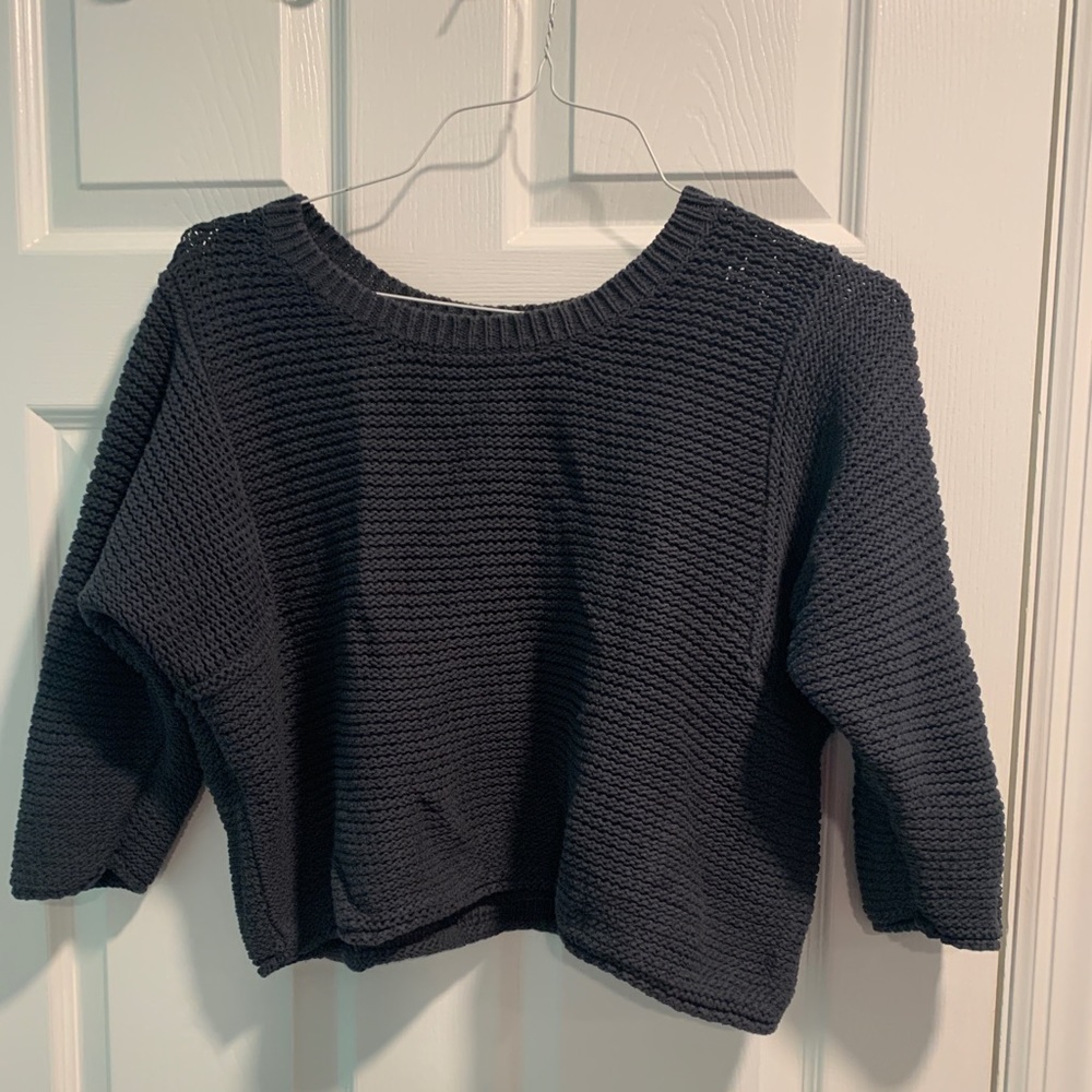 cropped chunky gray sweater